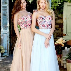 Sherri Hill strapless light pink prom dress